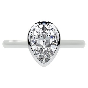 Pear Cut VVS1 Moissanite Bezel Set Engagement <b>Ring</b> Solitaire Wedding <b>Statement</b> <b>Ring</b> 18K Solid White Gold Proposal <b>Ring</b> For Her - Product Image 2