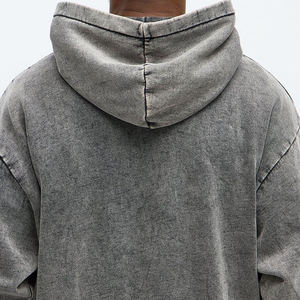 Sudadera con Capucha Oversize de Mezclilla para Hombre, Azul Lavado, con Bolsillos Delanteros y Logotipo Personalizado Bordado, Ideal para Invierno - ¡La Más Vendida! - Product Image 5