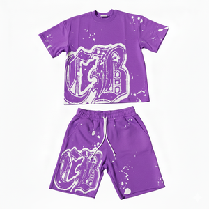 Ensemble t-shirt et short pour homme, été, streetwear, personnalisable avec impression de logo, 100% coton jersey 350 g/m² - Product Image 3