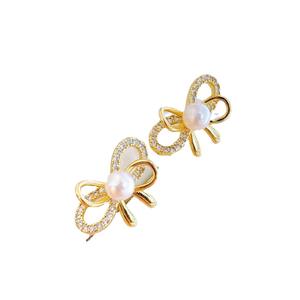 S925 Silver Needle Freshwater <b>Pearl</b> <b>Earrings</b> with High Quality Butterfly Knots Fresh and Sweet Design - Product Image 5