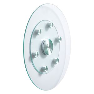 Plato giratorio Lazy Susan de vidrio templado 360 con 6 ruedas para mesa de comedor, 24 pulgadas, suave y silencioso - Product Image 1