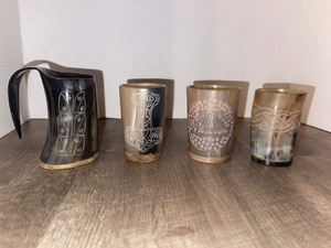 Verre à shot en corne de bœuf Viking naturel, écologique, avec couvercle, de haute qualité, taille personnalisable - Product Image 5