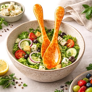 Modern Orange Plastic <b>Salad</b> <b>Spoons</b> With Long Handle Dishwasher Safe For Party Use Lightweight Kitchenware For Sugar And Spice - Product Image 1