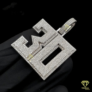 "30" Number Pendant Lab Grown Diamond Iced Out Hip Hop Necklace Luxury Bling Jewelry Gift For Men - Product Image 1