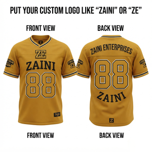 Men American Football Jersey 220 GSM Premium Polyester Interlock <b>Gold</b> Custom Tackle Twill Logo Name Number Team Wear - Product Image 1