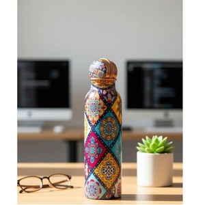 Bouteille d'eau alcaline naturelle en métal avec motif, avec couvercle, portable, pour usage au bureau - Product Image 1