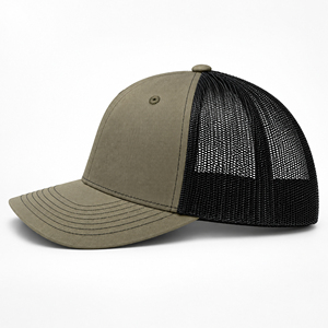 Olive Green Trucker <b>Cap</b> <b>Black</b> Mesh Back Blank Custom Logo Workwear <b>Baseball</b> Hat Adjustable Snapback Wholesale OEM Hats - Product Image 2