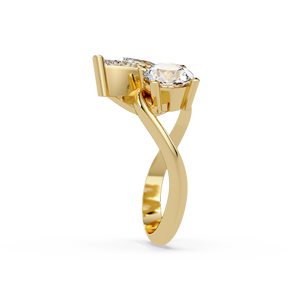 Fine Jewelry Art deco toi et moi diamond <b>Ring</b> 14K Gold 2.00 ct Pear Cut Round Lab Grown Diamond IGI CERTIFIED For Wedding <b>Ring</b> - Product Image 4