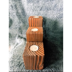 Porte-bougie carré en bois et verre fait main de style moderne, résistant à la chaleur, durable, écologique, décoration d'intérieur - Product Image 5