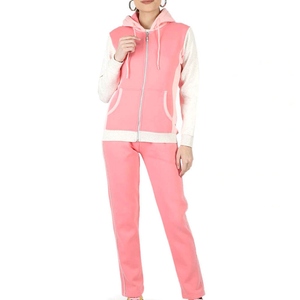 Wholesale Women's 100% Organic Cotton Waterproof Solid Casual Puff Printed Tracksuit Custom Logo Hooded Jogger <b>Set</b> Fleece Cotton - Product Image 4