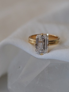 3 Carat Emerald Cut Lab Grown <b>Diamond</b> Solitaire <b>Ring</b>, IGI Certified - Product Image 3