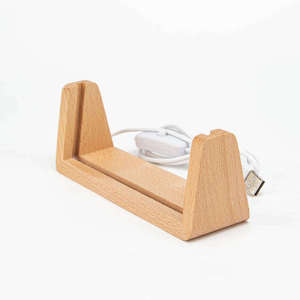 Support de lampe en bois en forme de U avec câble USB, lumière LED blanc chaud, design minimaliste pour la maison - Product Image 4