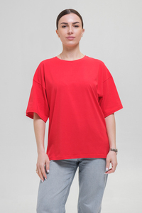 Camisetas de Alta Calidad para Mujer en Color Rojo, Hechas de Algodón, Camisetas Casuales para Dama, Camisetas de Manga Corta Extra Grandes, Prendas Exteriores Ligeras - Product Image 3