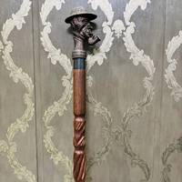 Canne de marche design Joker Head en laiton et bois de rose, style vintage, finition marron, à suspendre au mur, pour remise de diplôme, Halloween, Thanksgiving