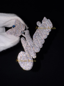 Hip Hop para hombre 925 Plata sólida Iced personalizado Bling nombre collar mariposa Bail VVS Moissanite diamante gran colgante regalo niños - Product Image 3