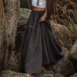 2026 <b>Top</b> Selling Boho Tiered Maxi Skirt for Women Organic Gauze Cotton Wide <b>Flowy</b> Long Skirt Comfortable Bohemian Summer Wear - Product Image 1