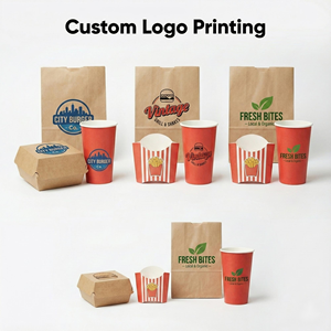 Juego de Empaques Personalizados para Hamburguesas, Cajas para Comida Rápida Resistentes a la Grasa con Logotipo Impreso en UV, Bolsas Desechables para Llevar, Vasos para Papas Fritas, Caja para Pollo - Product Image 3
