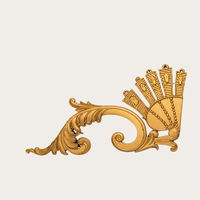 Ornement décoratif en fer forgé pour sommet de portail, motif feuille d'acanthe et volute, capuchon de clôture en fer forgé, finition architecturale en métal, design moderne