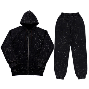 Pantalones Deportivos Unisex con Estampado de Estrellas Negras, Cintura Elástica, Corte Holgado Informal, con Bolsillo Trasero con Cremallera, de Poliéster, para Otoño - Product Image 1