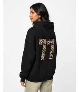 Sweat-shirt à capuche en molleton noir pour femme ONETEN, logo au dos, épaules tombantes, pull décontracté - Product Image 4