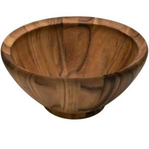 Grand saladier rond en bois d'acacia naturel, finition grain de bois, plat de service pour fruits, vaisselle personnalisée en gros - Product Image 6