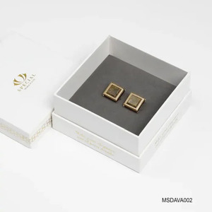 Boutons de manchette de luxe en quartz rutilé doré plaqué or 18 carats pour hommes - Pierre précieuse Feng Shui pour hommes |   MSDAVA002 |   Collection Tinh Vu - Product Image 3