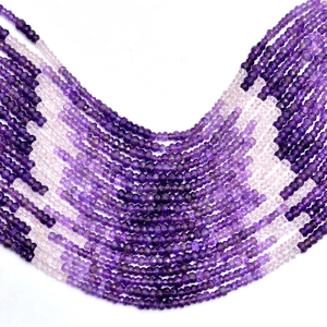 Rare Amethyst 3mm-4mm Faceted Rondelle Bead Natural Multi Amethyst Semiprecious Gemstone <b>Hand</b> Cut Loose Beads for Jewelry Making - Product Image 1