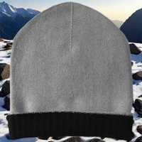 Gorro de Cachemira de doble cara para mujer, tejido a mano, ropa de invierno, elegante, cálido, cómodo, colores claros sólidos, tamaño libre, 100%