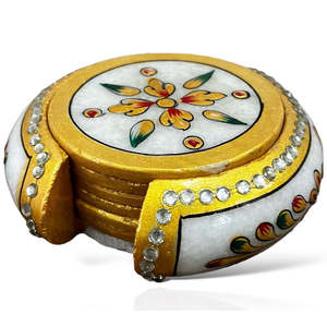 Ensemble de dessous de verre à thé Meenakari pratique pour accessoire décoratif de maison de table à manger pour un usage de bureau - Product Image 5