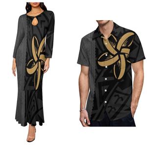Fabricantes de Ropa Polinesia, Vestido de Cola de Pez Personalizado para Mujer con MOQ 1 y Blusa con Estampado Tribal Tropical para Hombre, Traje de Pareja - Product Image 3