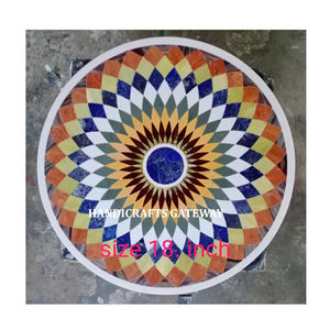 Beautiful Handmade Natural <b>White</b> Marble Inlay <b>Table</b> Top <b>Round</b> Shape Flower Design Glossy Surface Use For Restaurant Dining <b>Table</b> - Product Image 3