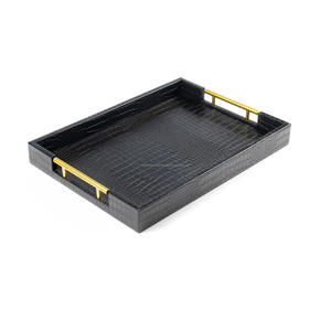 Venta al por mayor de lujo personalizado Champagne cuero joyería bandeja apilable pulsera collar anillo vitrina para decoración del hogar joyería - Product Image 1