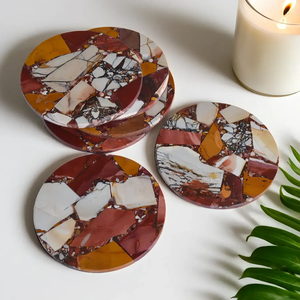 Posavasos de jaspe Mookaite elegantes y funcionales para el hogar y hoteles, que ofrecen durabilidad, elegancia y colores vibrantes. - Product Image 4