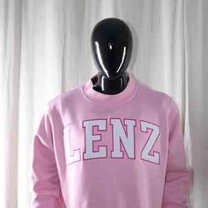 LENZ PINK <b>Mock</b> <b>Neck</b> Sweatshirt 100% WHITE Applique Embroidery wide <b>neck</b> Sweatshirt Finer Threads - Product Image 3