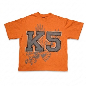 T-shirt col rond tendance été 2026 pour adolescents, 220 grammes, imprimé tissé, délavage à la pierre, coupe décontractée ample, faible MOQ - Product Image 3