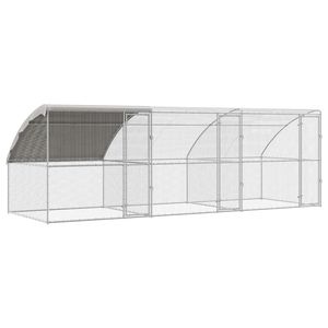 Gabbia per Polli in Argento a 3 Scomparti 236,22 X 78,74 X 78,74 Pollici per la Cura degli Animali - Product Image 2