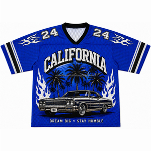 Custom <b>Men's</b> Mesh Graphic Jersey Streetwear Y2K Oversized Mesh T-shirt Football Jersey Style with Printed Design & V Neck - Product Image 4