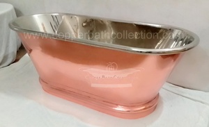 Baignoire moderne autoportante en cuivre nickel brillant avec couvercle à rouleau hautement polie pour le trempage pour salle de bain indienne Produit tourbillon - Product Image 5