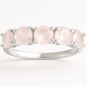 Bague de Fiançailles et d'Anniversaire Classique en Argent Sterling 925 Plaqué Rhodium avec 5 Pierres de Quartz Rose Certifiées – Cadeau Idéal pour Fêtes et Cérémonies - Product Image 1