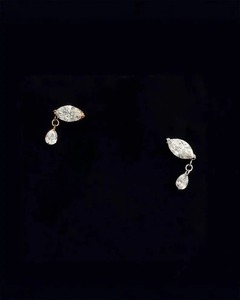 Pendientes con corte marquesa y forma de pera, plata de ley 925, regalo de cumpleaños personalizado - Product Image 1