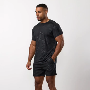 mens gym compression tshirt <b>tight</b> fit half sleeve athletic fitness wear breathable quick dry stretch sports bodybuilding sports - Product Image 1