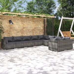 Grand ensemble de salon de jardin modulaire en rotin PE gris, mobilier d'extérieur modulaire haut de gamme - Product Image 1