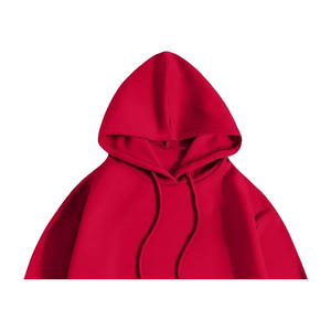 Sweat à capuche d'hiver pour femme 100% coton molletonné écologique respirant coupe-vent brodé surdimensionné avec logo frontal uni bleu foncé OEM - Product Image 2