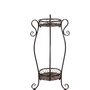 Support élégant en métal pour plantes, support de pot de fleurs intérieur/extérieur pour balcon, décoration de jardin, finition noire, mini étagère pour plantes - Product Image 3