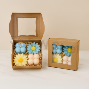 Two mini bubble candles and two daisy-shaped flower candles Christmas Easter <b>Birthday</b> & Valentine's Day - Product Image 1