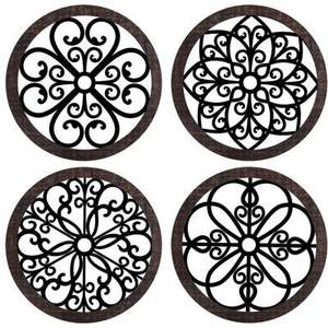 Juego de 2 salvamanteles redondos de aluminio con acabado rústico, resistentes al calor y ecológicos, accesorios para mesa de hogar. - Product Image 6