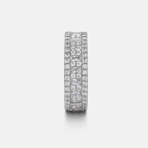 Bague Moissanite Unisexe Personnalisée Gravée Luxe Hip Hop Iced Rapper Plaqué Rhodium Brillant en Argent 925 Sertie de Moissanite en Gravure Canal - Product Image 1