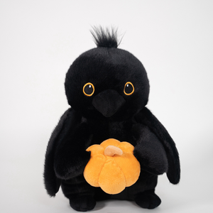 Fabricante de Fábrica, Peluche Personalizado de Cuervo Negro para Halloween, Juguete de Peluche de Cuervo con Calabaza, Regalo para Niños - Product Image 1