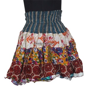 Gypsy Patch Work Vintage Mini New Rara Hippy Boho Festival <b>Skirt</b> Gypsy Old Sari <b>Patchwork</b> Mini Rara <b>Skirt</b> Hippy Boho Festival - Product Image 1