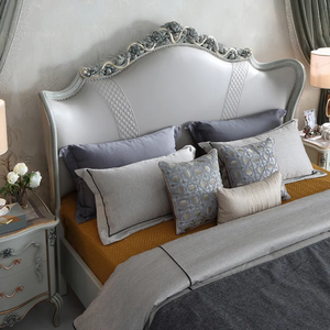 Ensemble de chambre à coucher de luxe en bois d'acajou bleu, rembourré, design antique français, taille King, livraison gratuite - Product Image 4